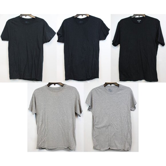 5 Fruit of the Loom Plain Color Shirt Set sz M XXL Black Grey Casual Base Simple - Picture 1 of 16
